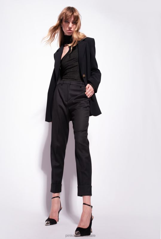 sacouri | blazer din crep elastic pe un singur piept Pinko limuzina neagră B0D08636
