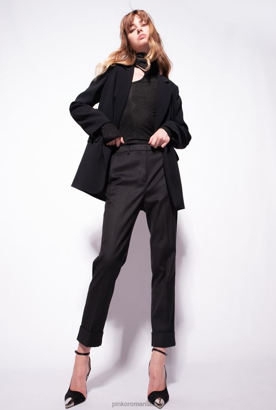 sacouri | blazer din crep elastic pe un singur piept Pinko limuzina neagră B0D08636