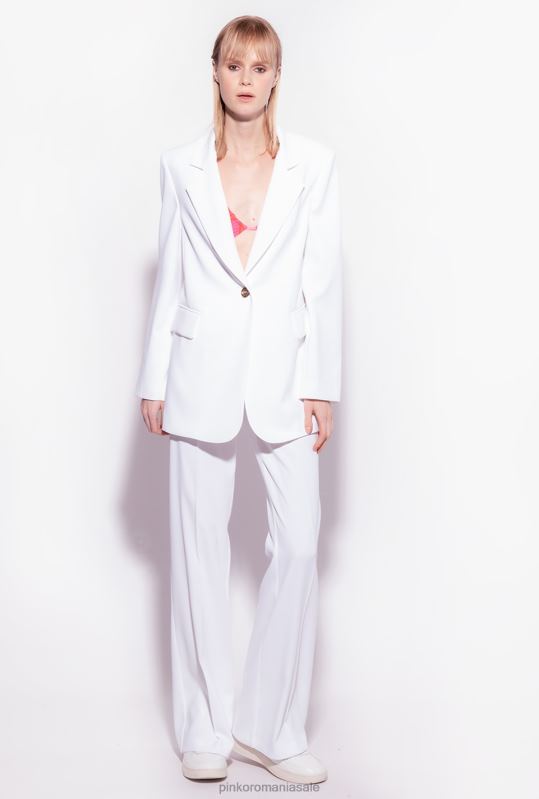 sacouri | blazer din crep elastic pe un singur piept Pinko nor alb B0D08563