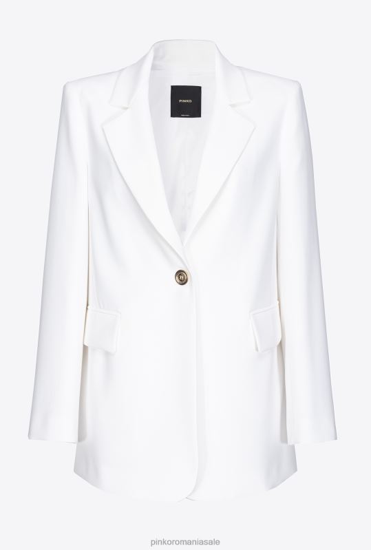sacouri | blazer din crep elastic pe un singur piept Pinko nor alb B0D08563