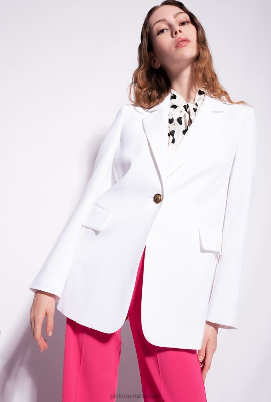sacouri | blazer din crep elastic pe un singur piept Pinko usturoi alb B0D08634