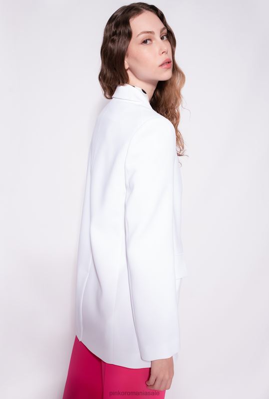 sacouri | blazer din crep elastic pe un singur piept Pinko usturoi alb B0D08634
