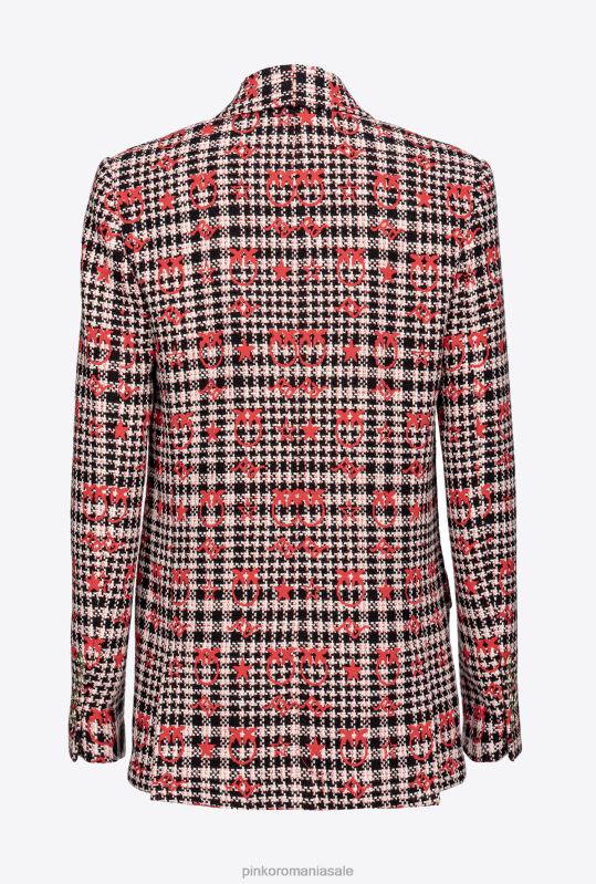 sacouri | blazer jacquard păsări dragoste Pinko negru/alb/rosu B0D08573