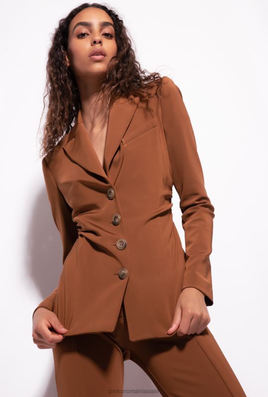 sacouri | blazer slim-fit din material tehnic Pinko maro - teckel B0D08576