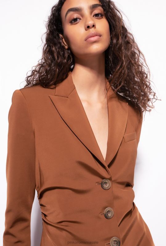 sacouri | blazer slim-fit din material tehnic Pinko maro - teckel B0D08576