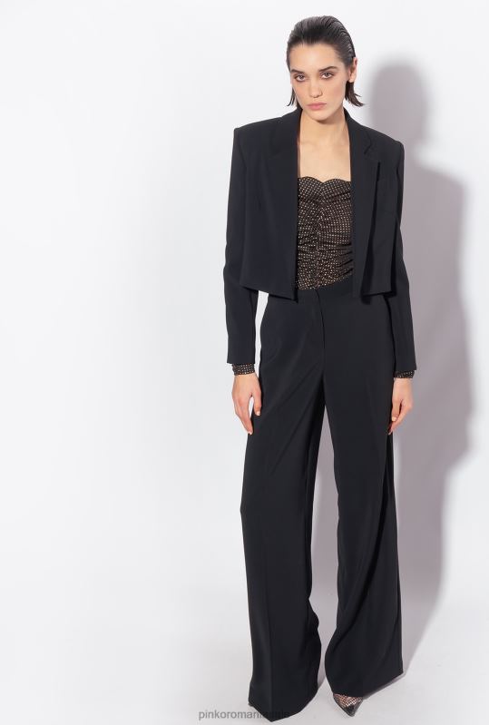 sacouri | jachetă spencer din crepon elastic Pinko limuzina neagră B0D08603