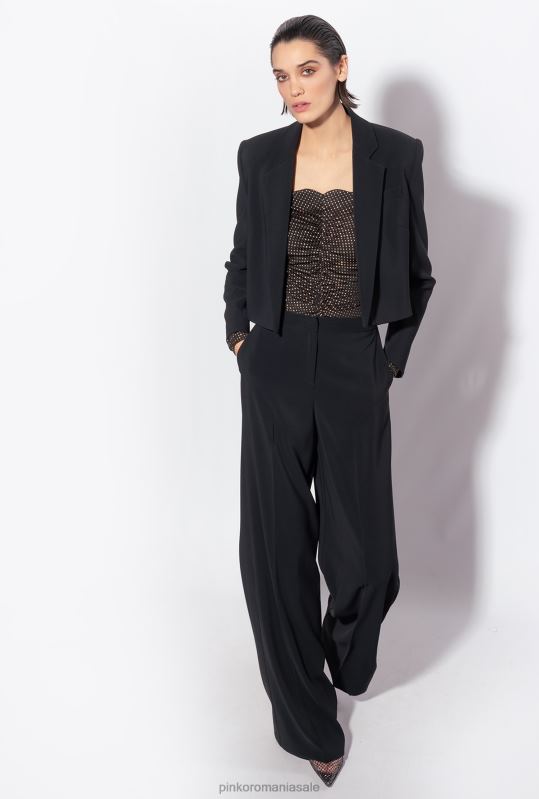 sacouri | jachetă spencer din crepon elastic Pinko limuzina neagră B0D08603