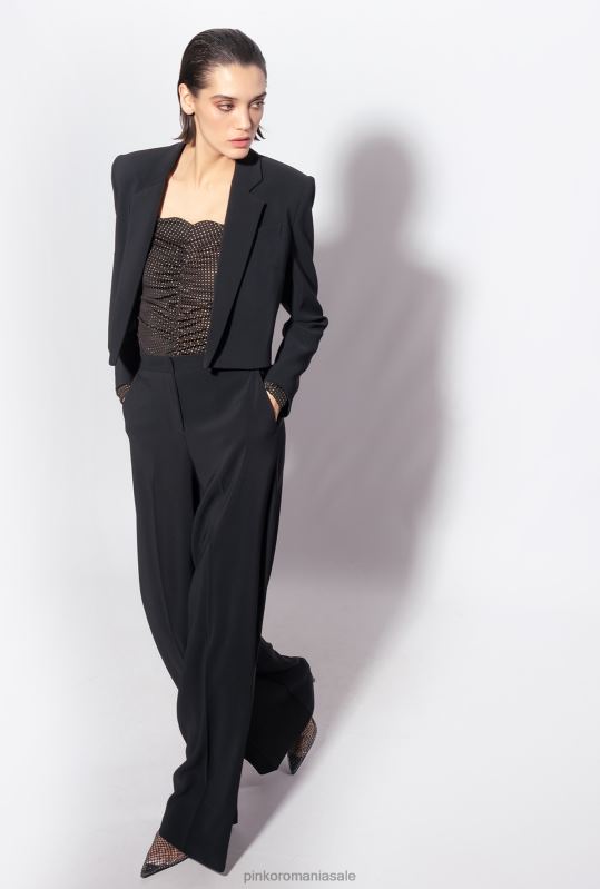 sacouri | jachetă spencer din crepon elastic Pinko limuzina neagră B0D08603