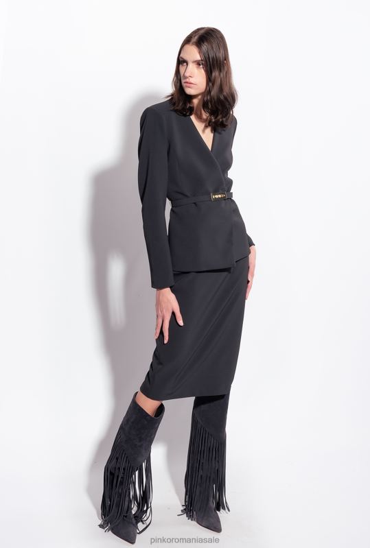 sacouri | jacheta eleganta cu curea subtire Pinko limuzina neagră B0D08594