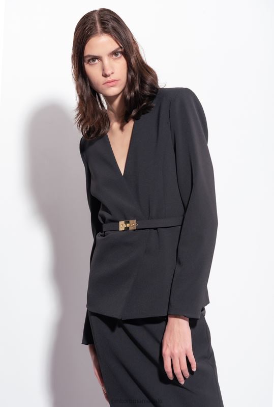 sacouri | jacheta eleganta cu curea subtire Pinko limuzina neagră B0D08594