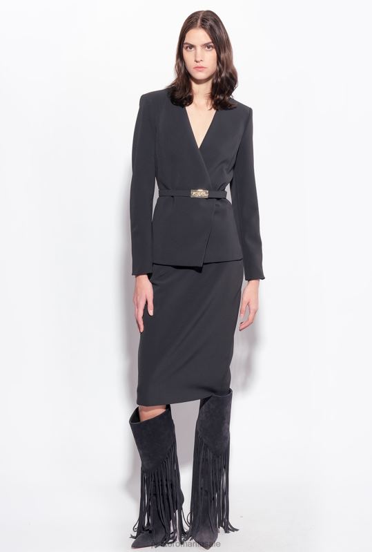 sacouri | jacheta eleganta cu curea subtire Pinko limuzina neagră B0D08594