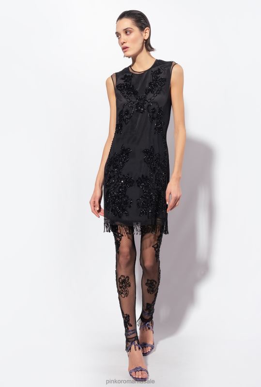 îmbrăcăminte de jogging și jambiere | jambiere din tul cu broderie tatuată Pinko limuzina neagră B0D08768