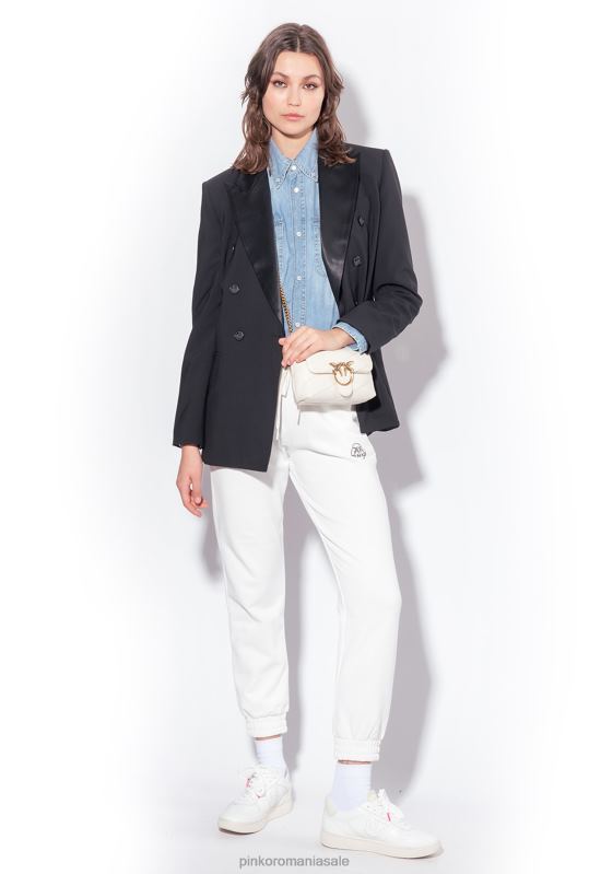 îmbrăcăminte de jogging și jambiere | pantaloni de jogging cu imprimeu cu logo Pinko alb de mătase B0D08716