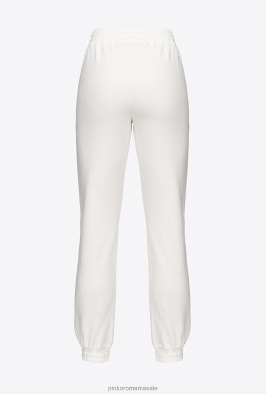 îmbrăcăminte de jogging și jambiere | pantaloni de jogging cu imprimeu cu logo Pinko alb de mătase B0D08716