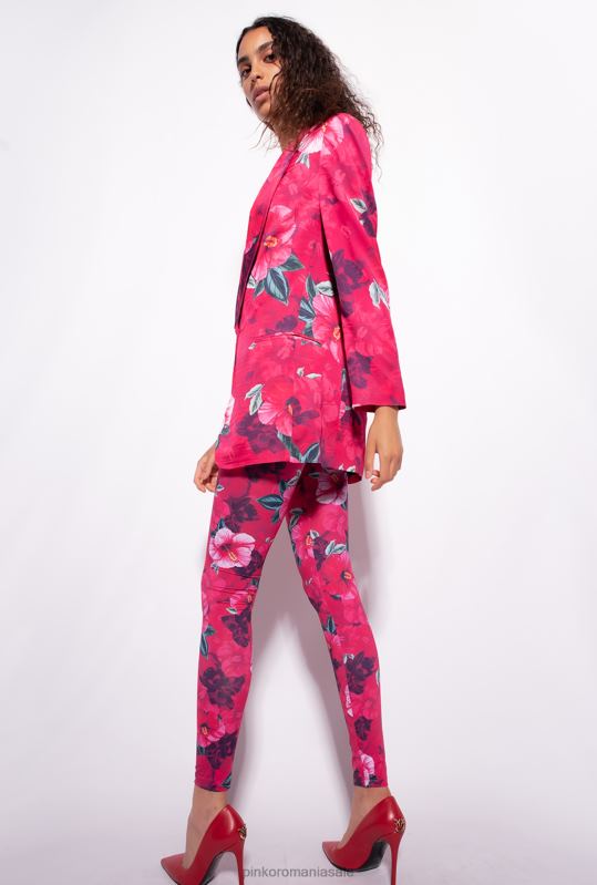 pantaloni casual | jambiere cu imprimeu hibiscus Pinko multi. fucsia/roz B0D08685