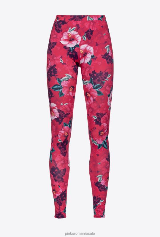 pantaloni casual | jambiere cu imprimeu hibiscus Pinko multi. fucsia/roz B0D08685