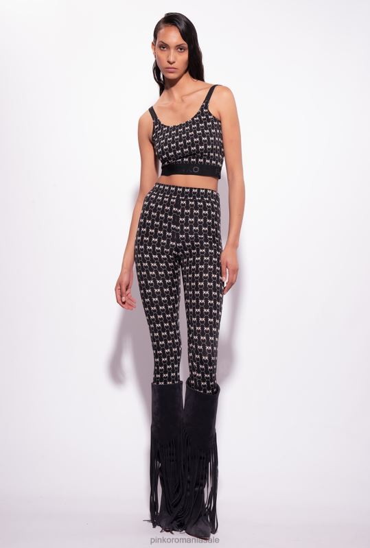 pantaloni casual | jambiere monograme Pinko negru/crem B0D08712