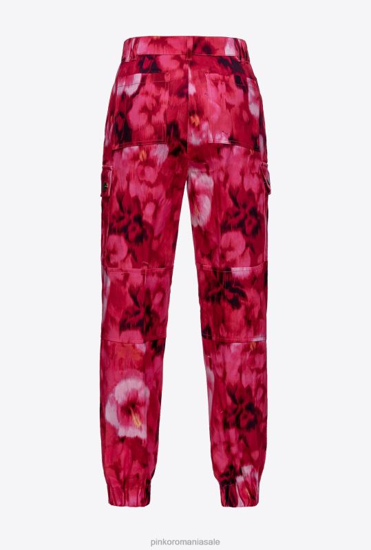 pantaloni casual | pantalon cargo cu imprimeu hibiscus Pinko multi. fucsia/roz B0D08649