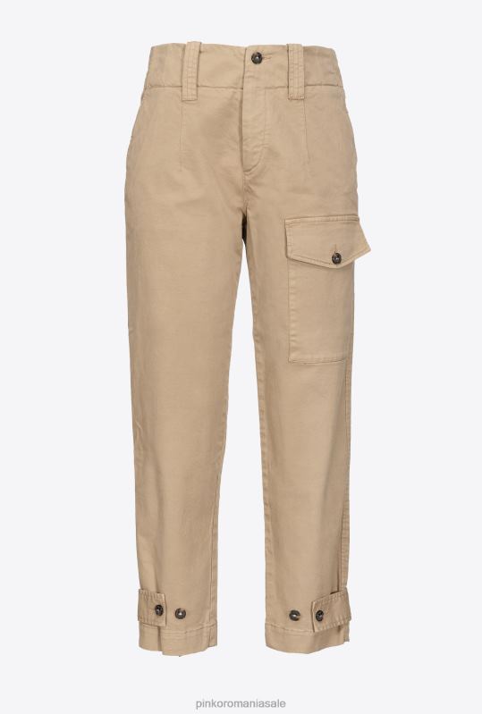 pantaloni casual | pantaloni cargo din bumbac Pinko lemn de ulm maro B0D08640