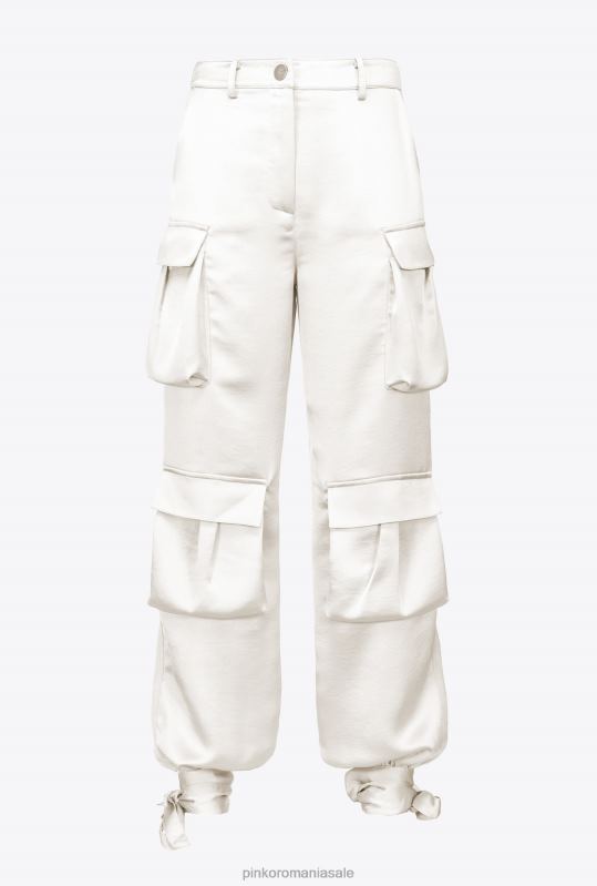 pantaloni casual | pantaloni cargo din satin Pinko Albă ca Zăpada B0D08764