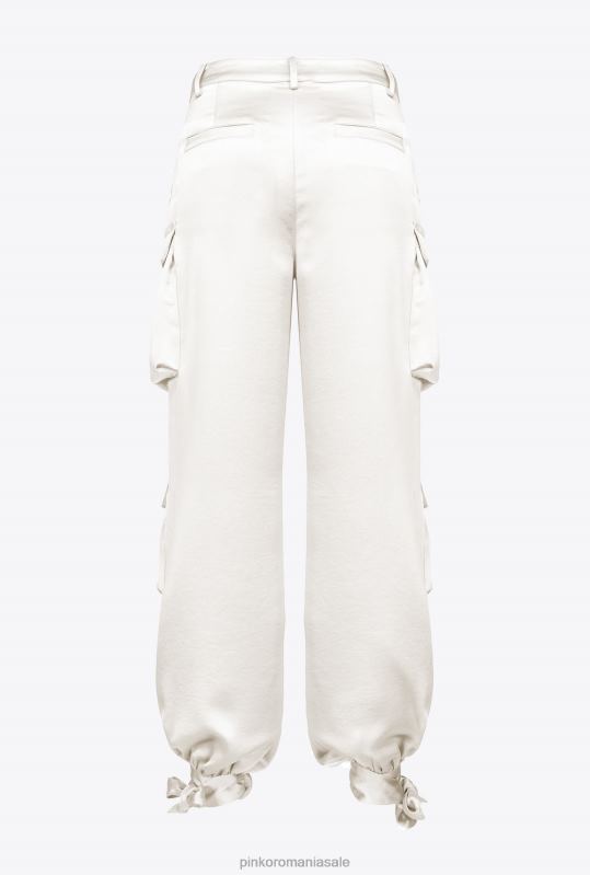 pantaloni casual | pantaloni cargo din satin Pinko Albă ca Zăpada B0D08764