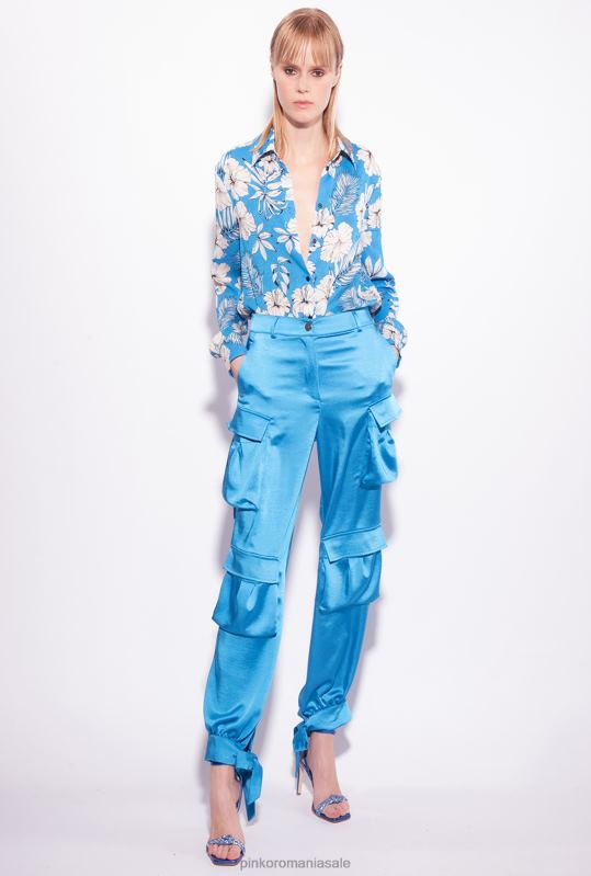 pantaloni casual | pantaloni cargo din satin Pinko director albastru B0D08763