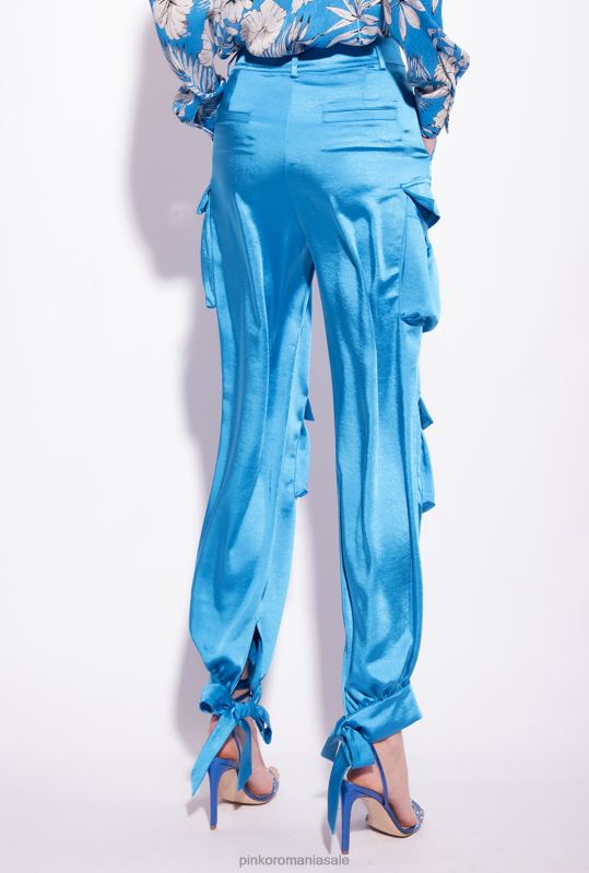 pantaloni casual | pantaloni cargo din satin Pinko director albastru B0D08763