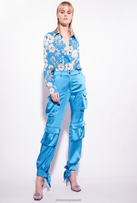 pantaloni casual | pantaloni cargo din satin Pinko director albastru B0D08763