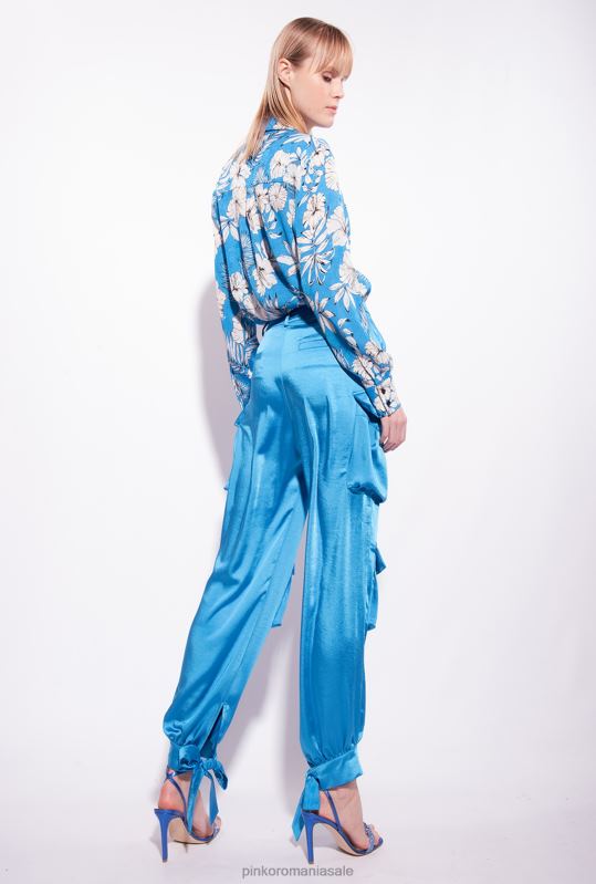 pantaloni casual | pantaloni cargo din satin Pinko director albastru B0D08763
