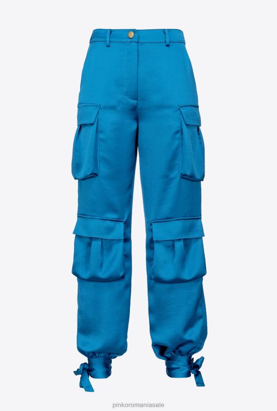 pantaloni casual | pantaloni cargo din satin Pinko director albastru B0D08763