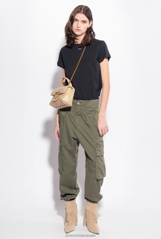 pantaloni casual | pantaloni cargo din tricotină Pinko verde pușcă B0D08789