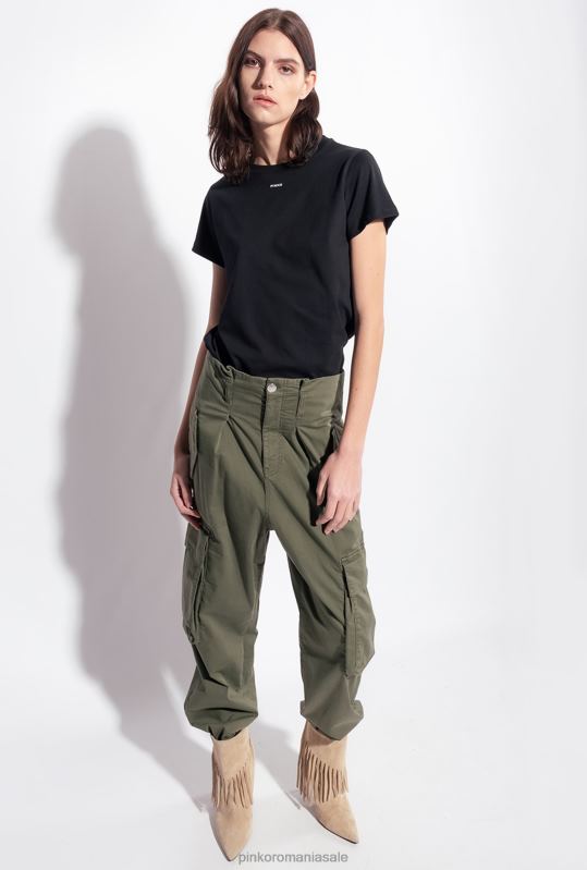 pantaloni casual | pantaloni cargo din tricotină Pinko verde pușcă B0D08789