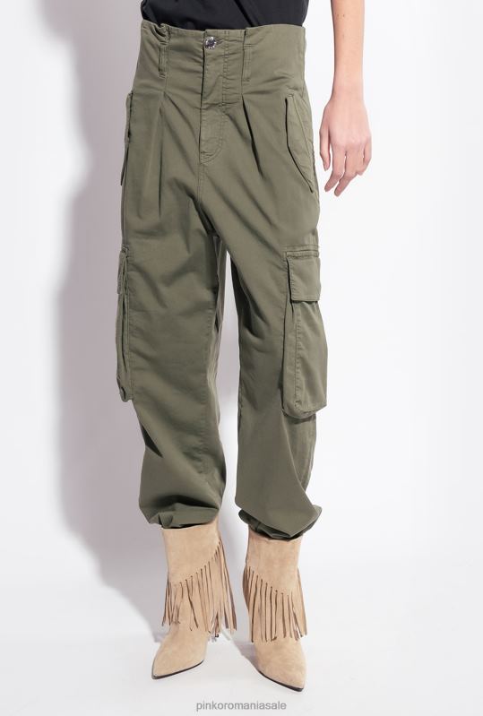 pantaloni casual | pantaloni cargo din tricotină Pinko verde pușcă B0D08789