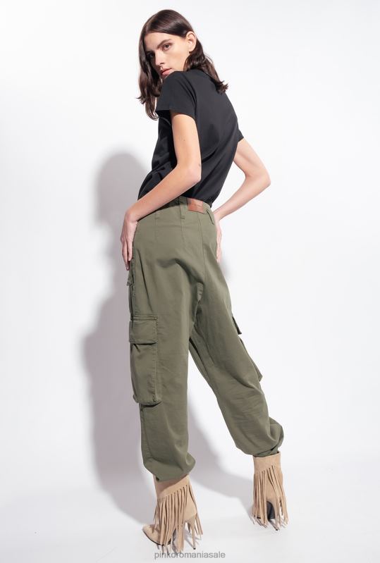 pantaloni casual | pantaloni cargo din tricotină Pinko verde pușcă B0D08789