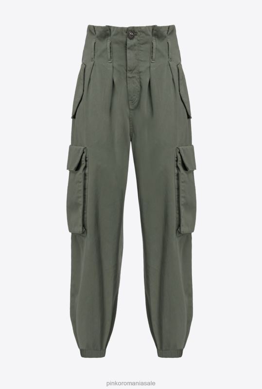 pantaloni casual | pantaloni cargo din tricotină Pinko verde pușcă B0D08789