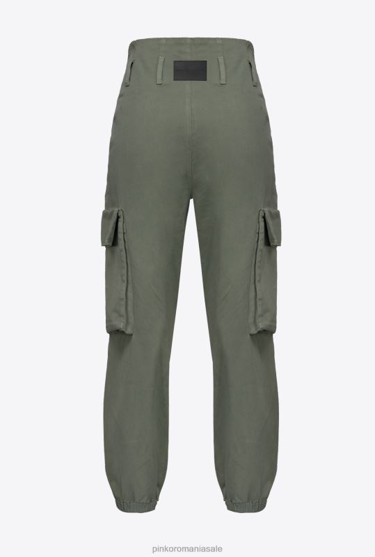 pantaloni casual | pantaloni cargo din tricotină Pinko verde pușcă B0D08789