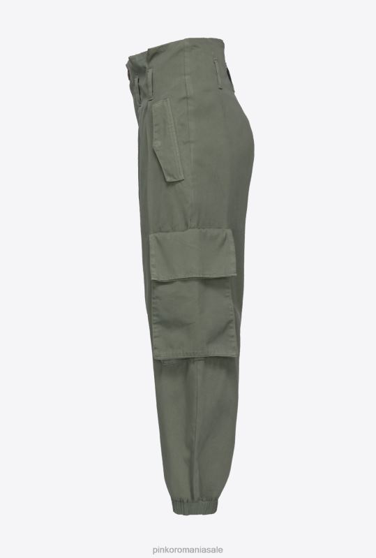 pantaloni casual | pantaloni cargo din tricotină Pinko verde pușcă B0D08789