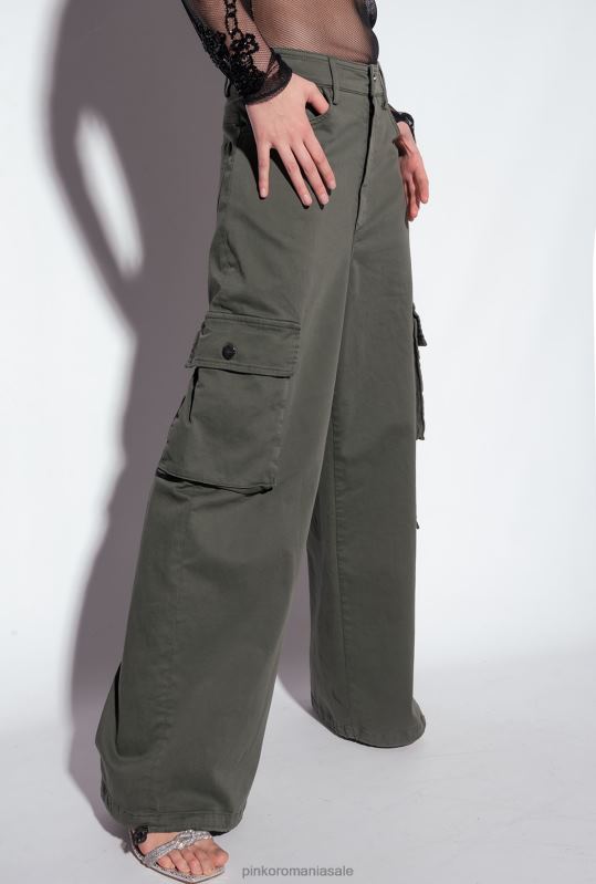 pantaloni casual | pantaloni cargo supradimensionați Pinko gri-verzui B0D08638
