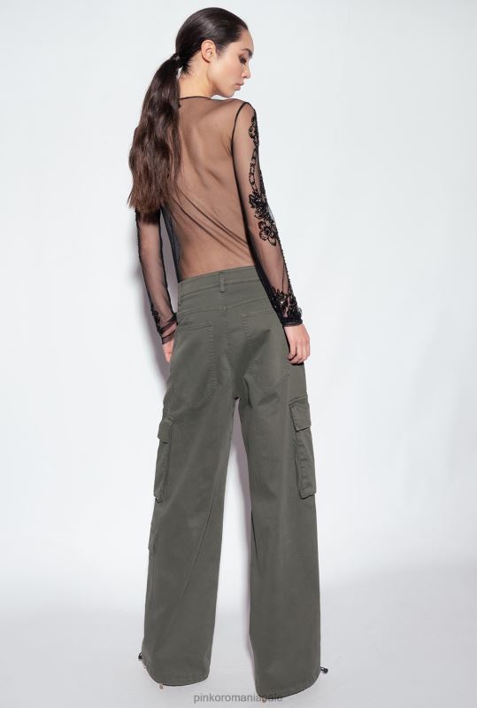 pantaloni casual | pantaloni cargo supradimensionați Pinko gri-verzui B0D08638