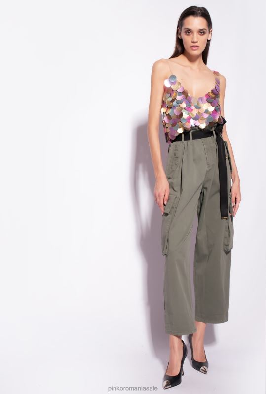pantaloni casual | pantaloni cargo supradimensionați Pinko verde chiparos B0D08648