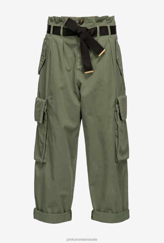 pantaloni casual | pantaloni cargo supradimensionați Pinko verde chiparos B0D08648