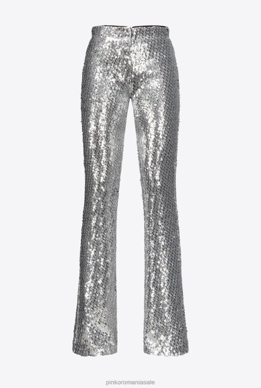 pantaloni casual | pantaloni complet cu paiete Pinko argint metalic B0D08691