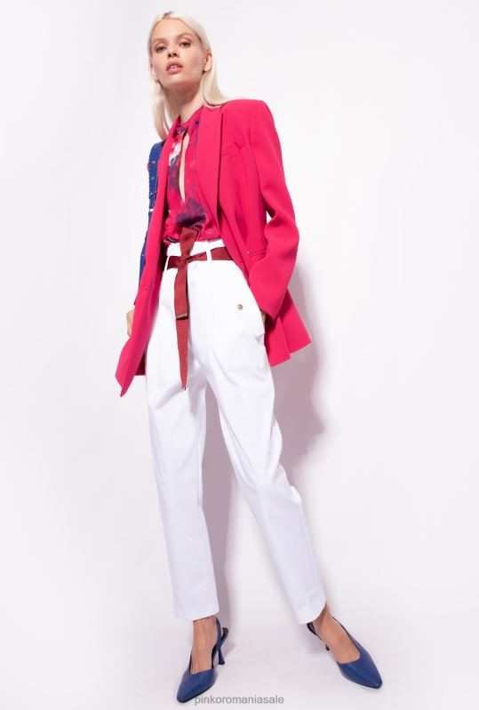 pantaloni casual | pantaloni cu centura cu sigla Pinko Albă ca Zăpada B0D08683