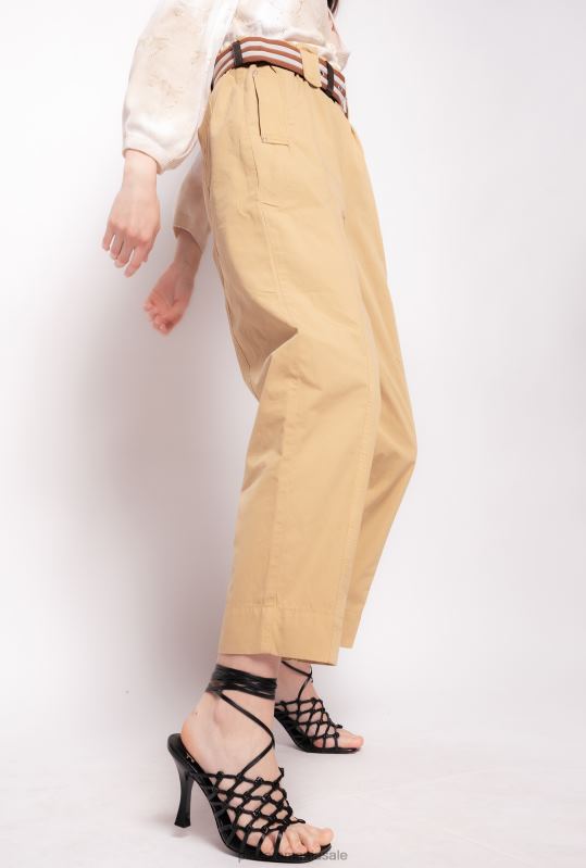 pantaloni casual | pantaloni cu centura in dungi Pinko galben/maro B0D08775