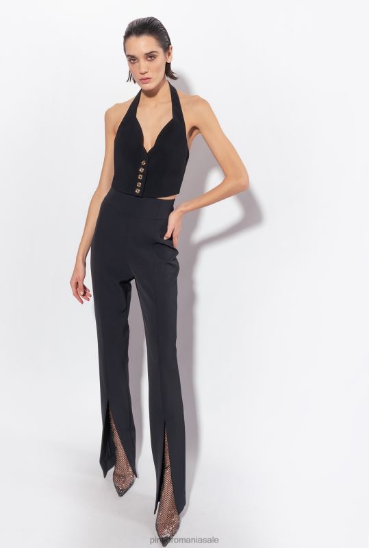 pantaloni casual | pantaloni cu fantă în partea de jos Pinko limuzina neagră B0D08767