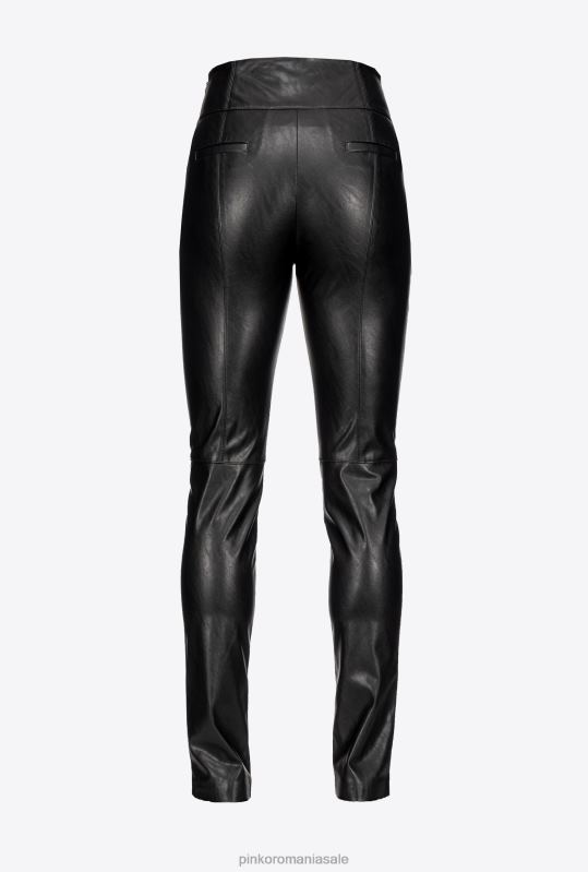 pantaloni casual | pantaloni cu fante din piele Pinko limuzina neagră B0D08760