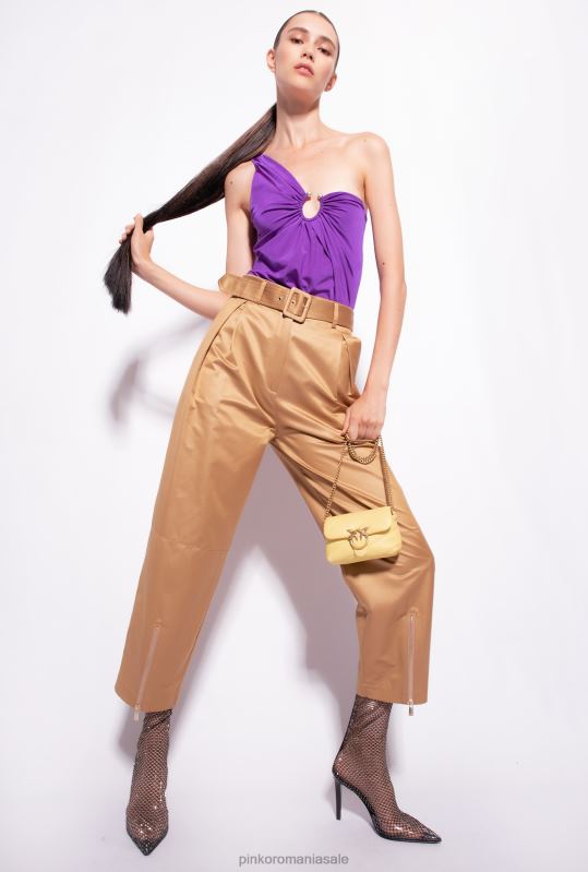 pantaloni casual | pantaloni cu fermoar în partea de jos Pinko muştar B0D08790