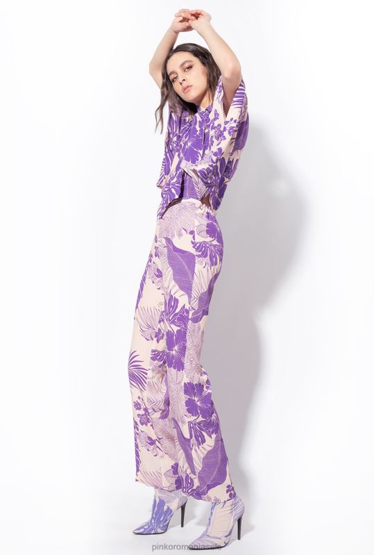 pantaloni casual | pantaloni cu imprimeu tropical Pinko nud/violet B0D08654