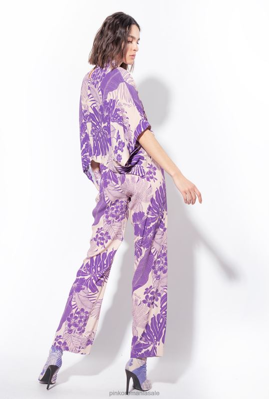 pantaloni casual | pantaloni cu imprimeu tropical Pinko nud/violet B0D08654