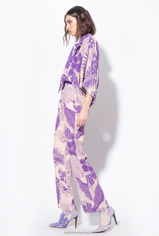 pantaloni casual | pantaloni cu imprimeu tropical Pinko nud/violet B0D08654